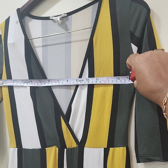 Capella Green and Yellow Striped Jumpsuit with Wide-Leg Silhouette - Picture 13 of 13